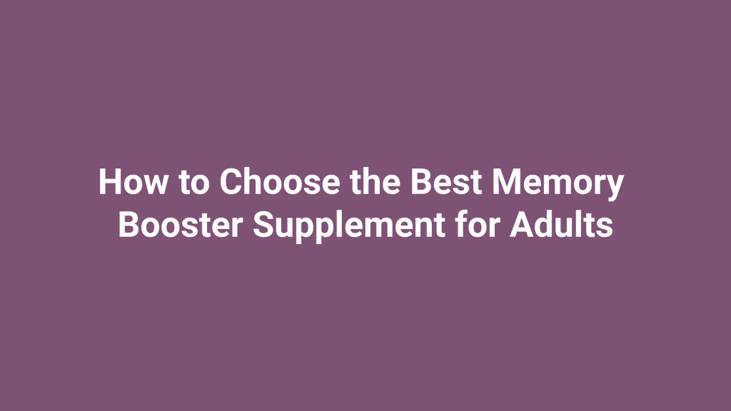 memory booster supplement